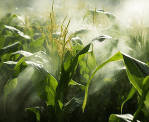 Corn plants being sprayed with Round Up