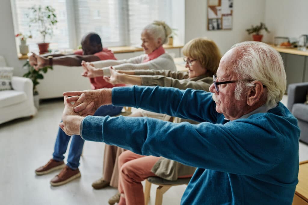 patients exercising at an assisted living home