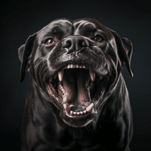 An aggressive Cane Corso barking