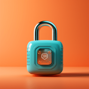 Padlock on orange background