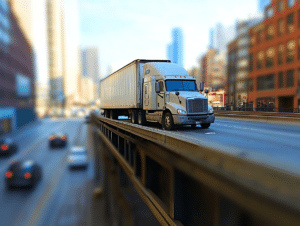 A stranded truck after an accident in Chicago