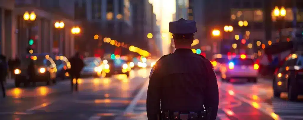 A police officer on road.