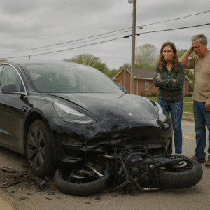 A car-motorcycle accident in Harrisburg, Illinois