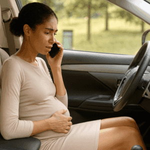 A pregnant woman calling 911