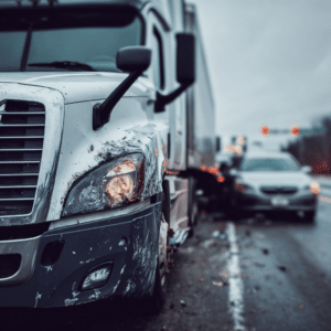A semi truck accident with a car in Atlanta